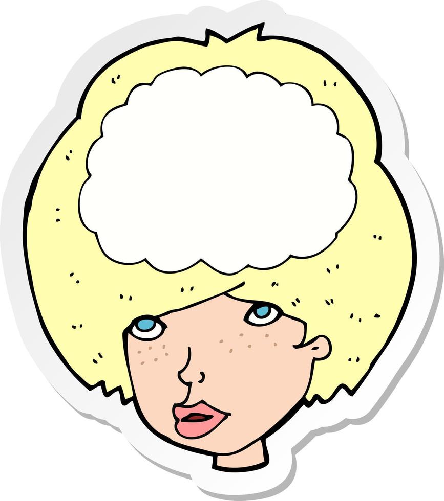 sticker of a cartoon empty headed woman vector