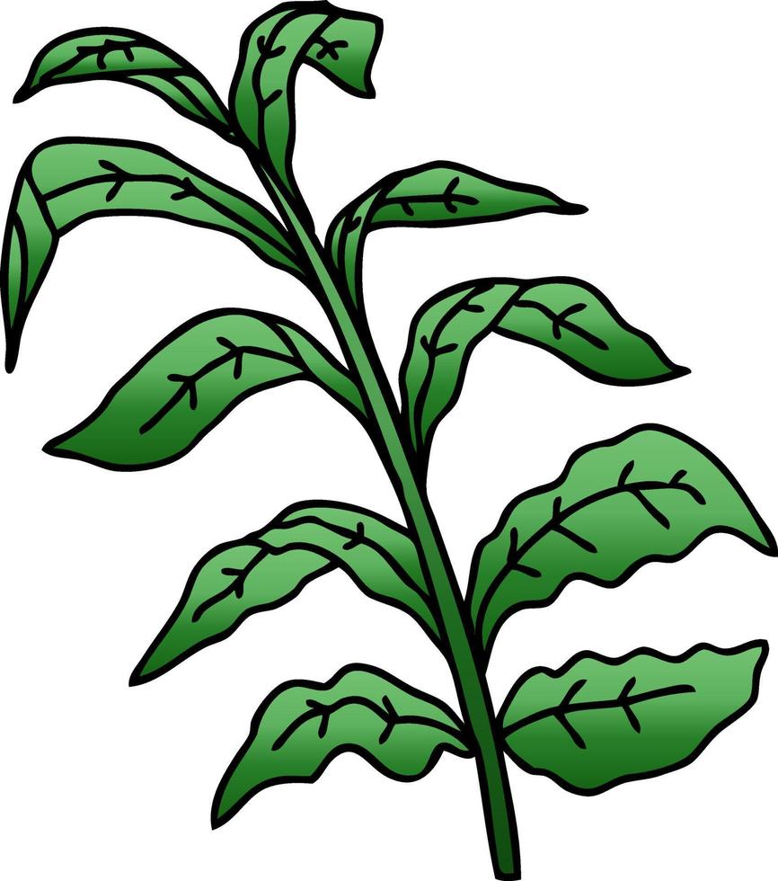 quirky gradient shaded cartoon vine leaves vector