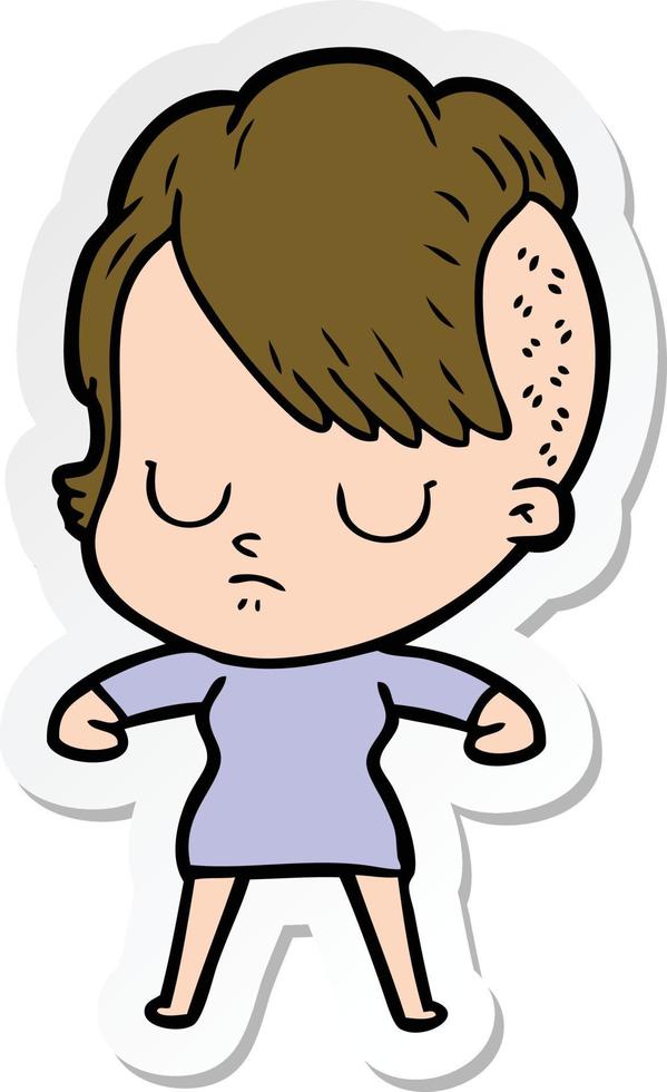 sticker of a cartoon woman vector
