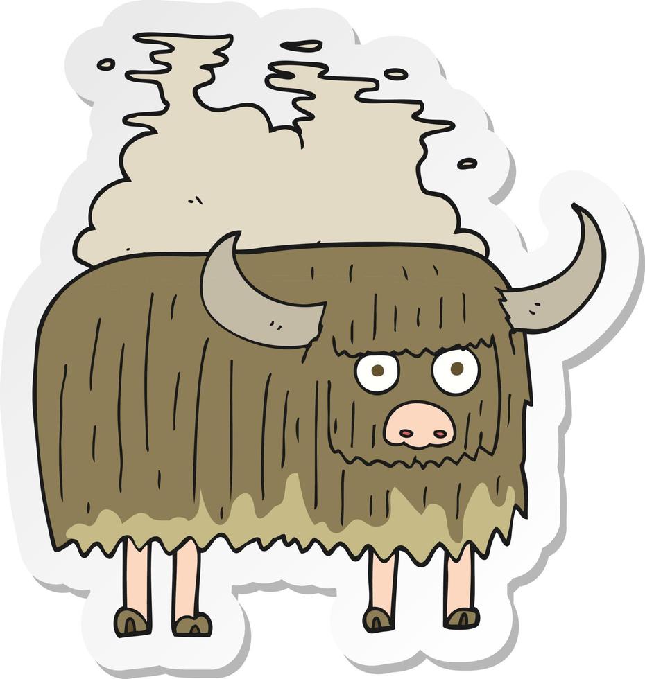 sticker of a cartoon smelly cow vector