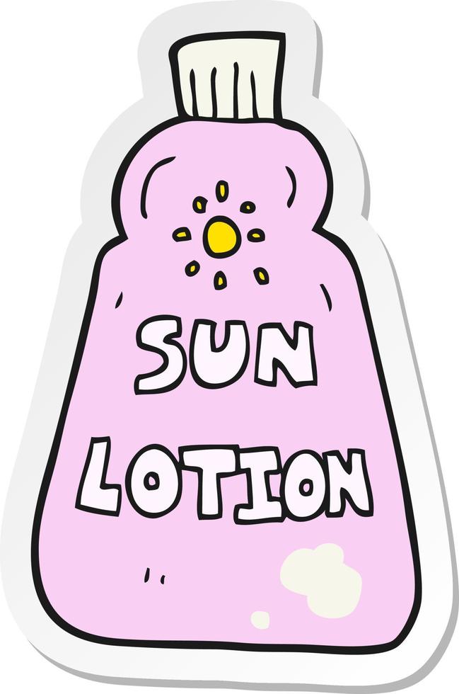 sticker of a cartoon sun lotion vector