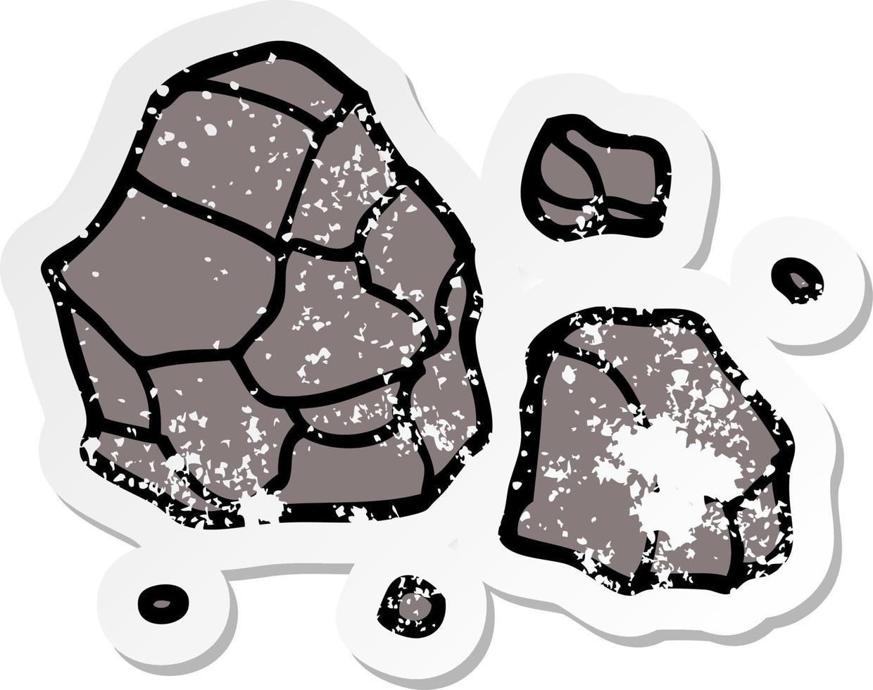 pegatina angustiada de una caricatura de rocas vector