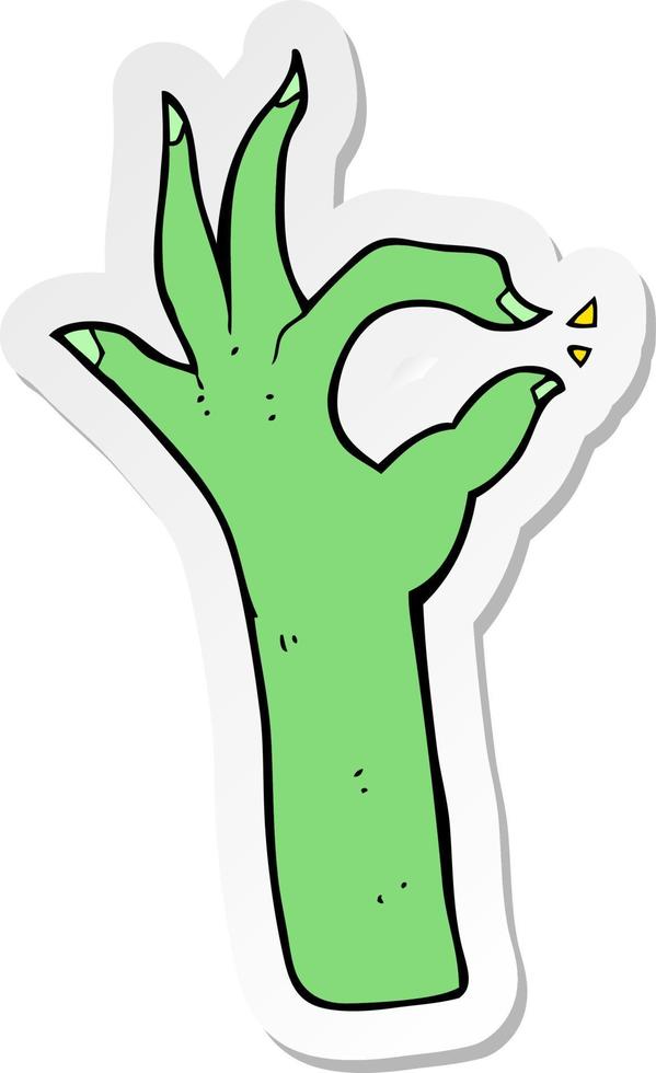 sticker of a cartoon most excellent hand gesture vector