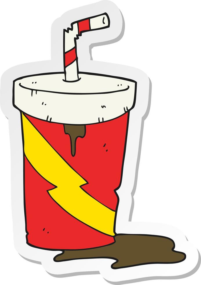 sticker of a cartoon junk food cola drink vector