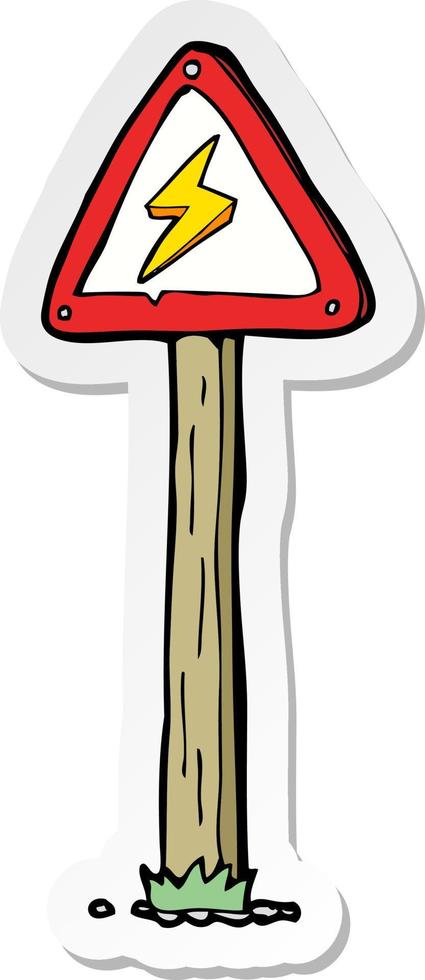 sticker of a cartoon electrical warning sign vector