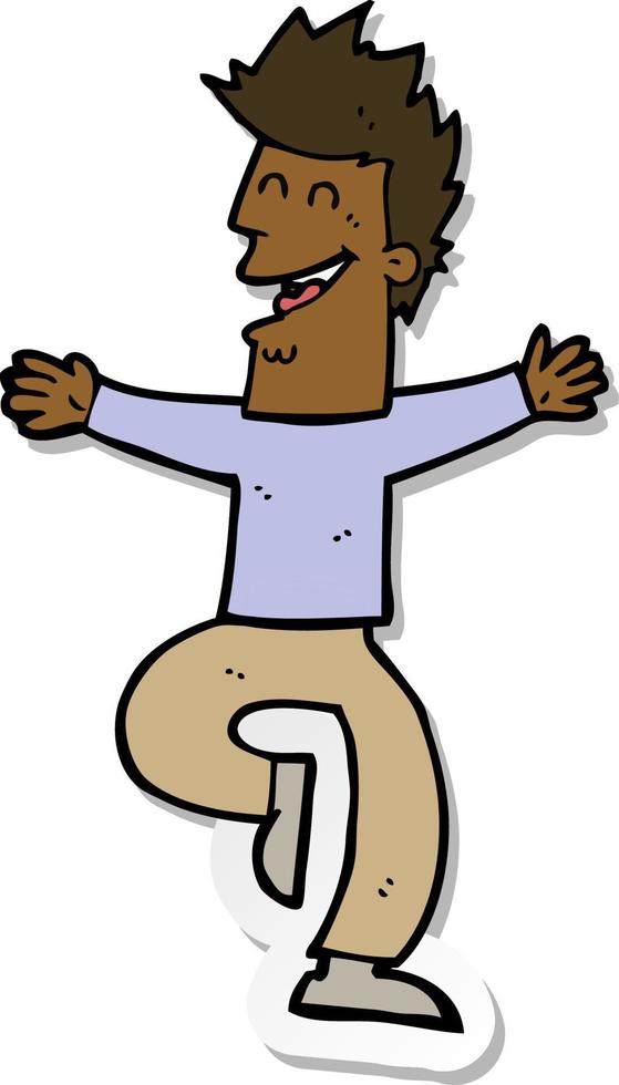 sticker of a cartoon laughing man vector