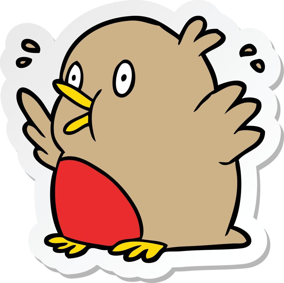 sticker of a cartoon excited robin vector