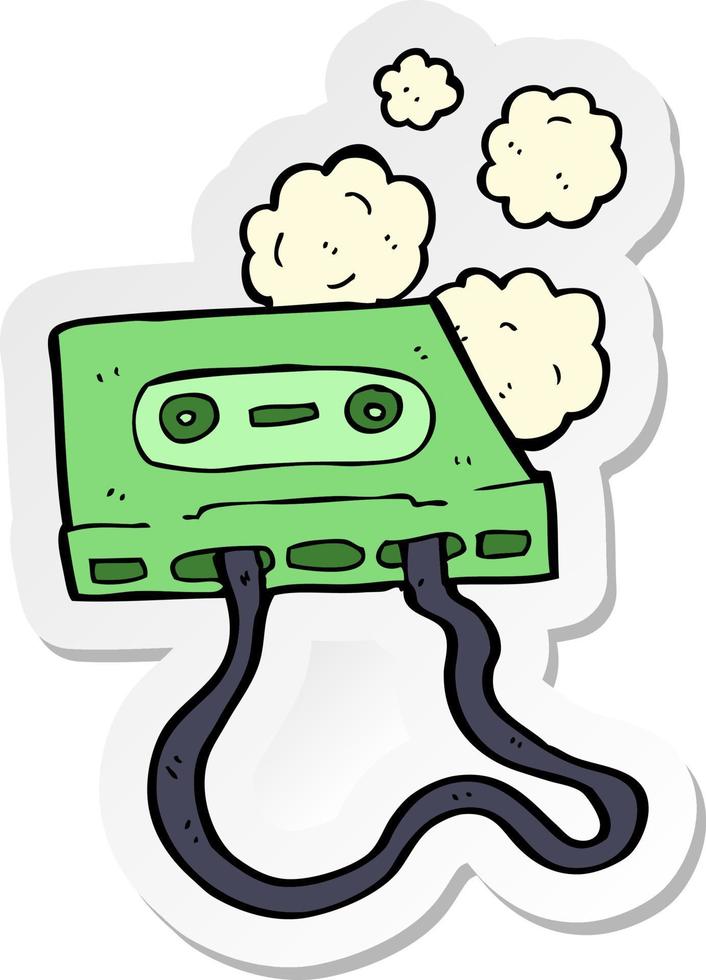 sticker of a cartoon cassette tape vector