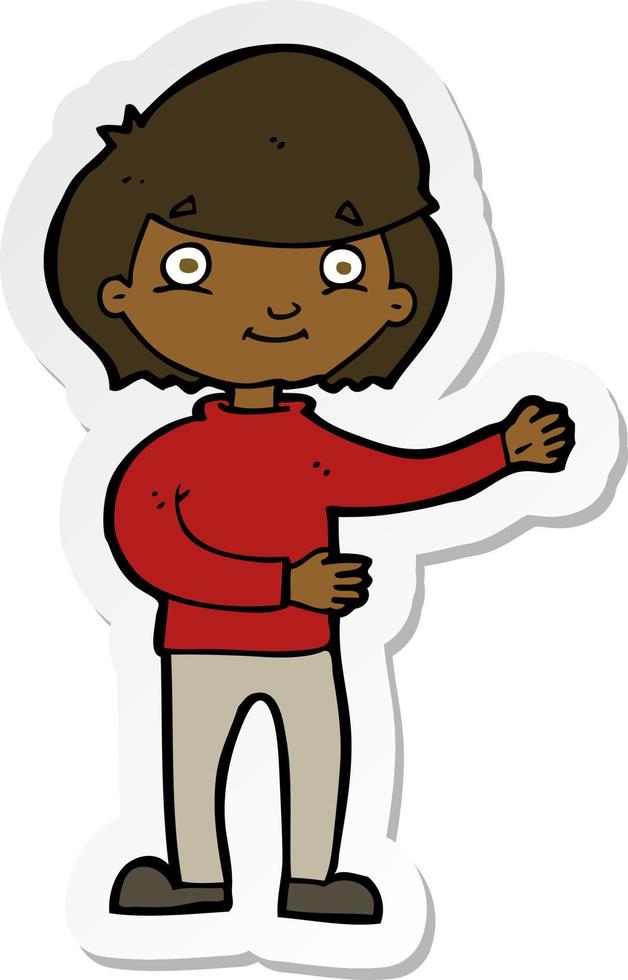 sticker of a cartoon happy person vector