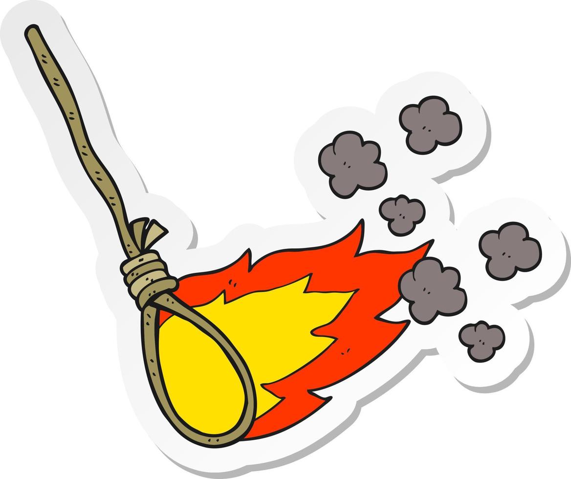 sticker of a cartoon hangmans noose on fire vector