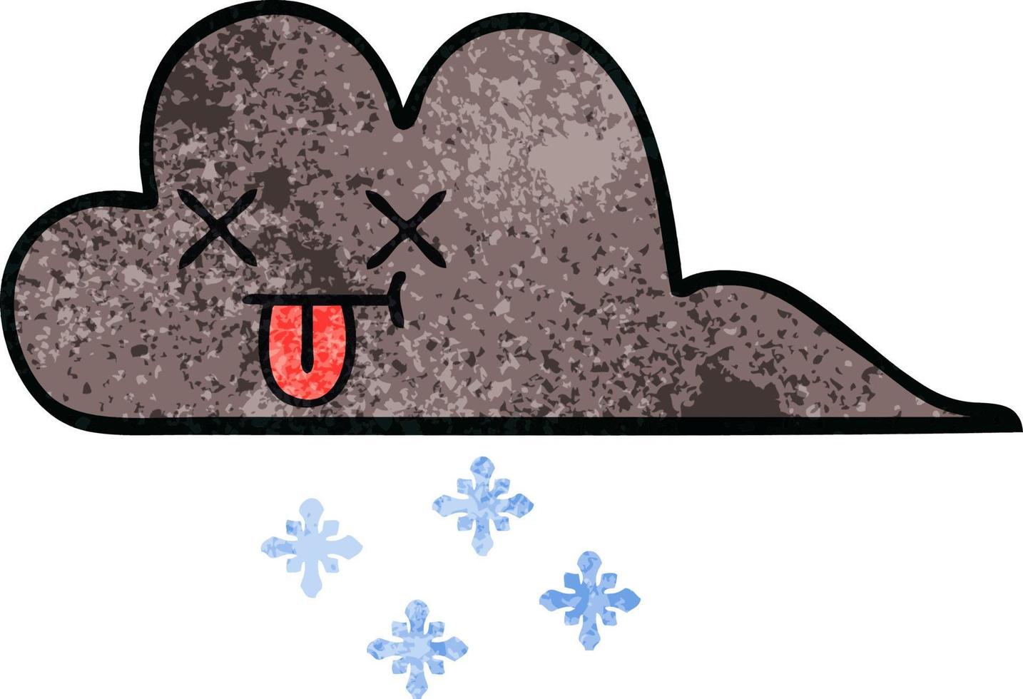 retro grunge textura dibujos animados tormenta nieve nube vector