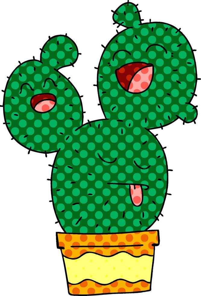 quirky comic book style cartoon cactus vector