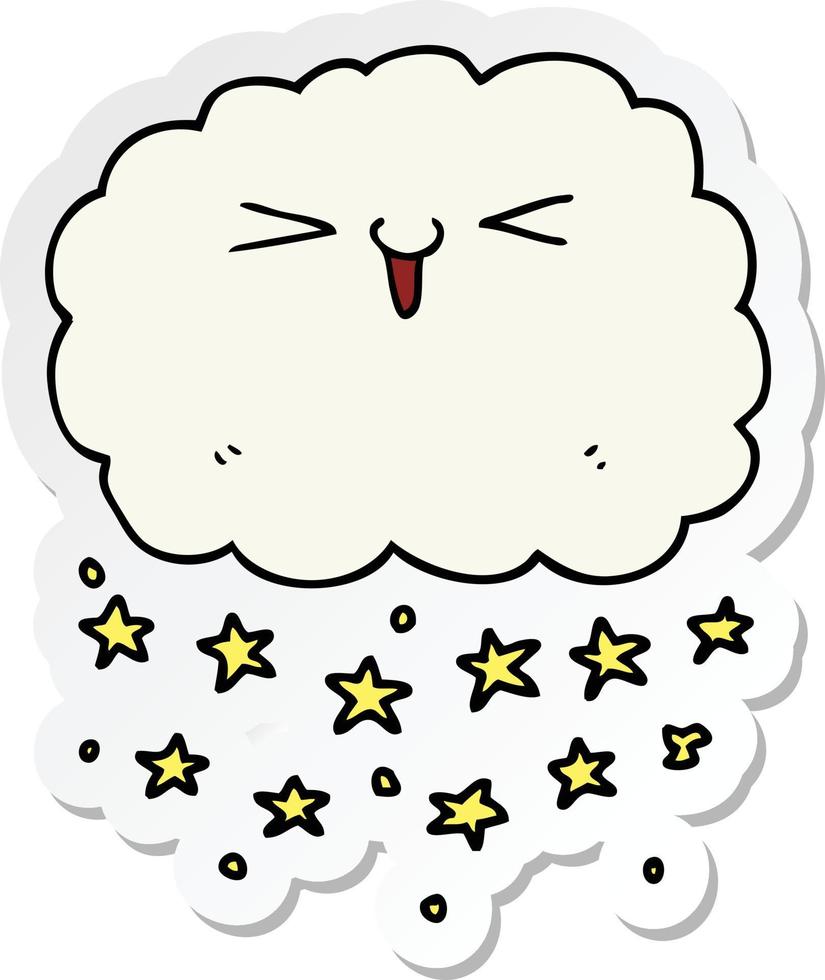 sticker of a happy cartoon cloud vector