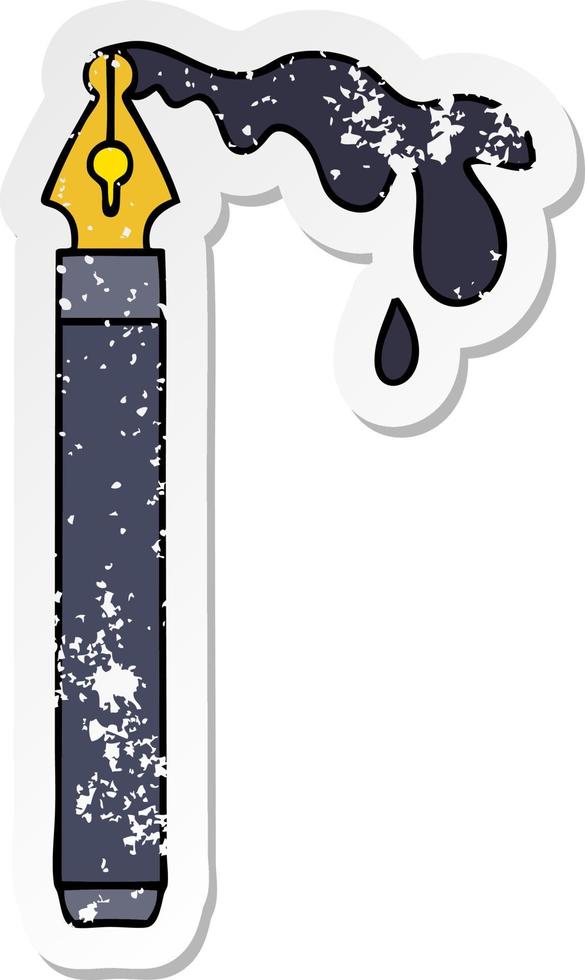 distressed sticker of a quirky hand drawn cartoon ink pen vector