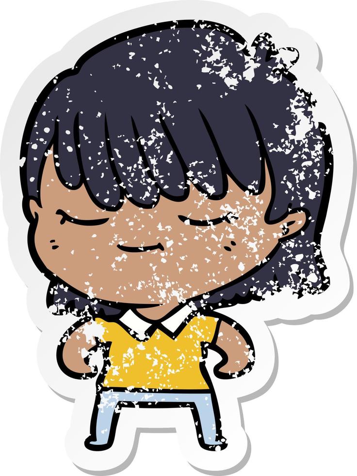 distressed sticker of a cartoon woman vector