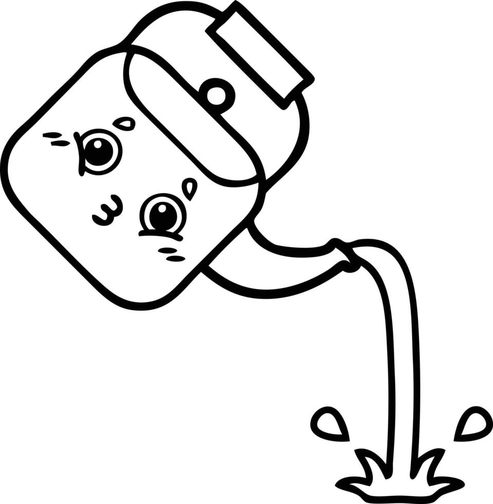 line drawing cartoon pouring kettle vector