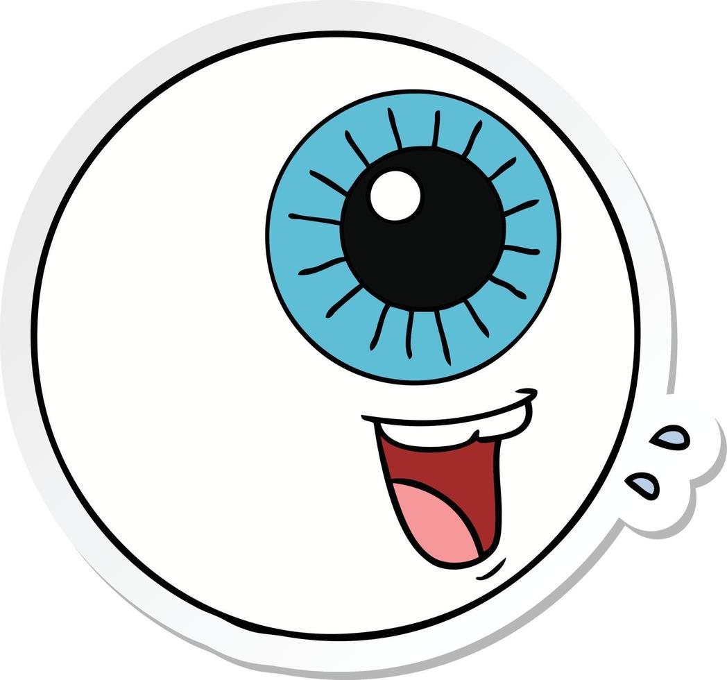 sticker of a cartoon eyeball laughing vector