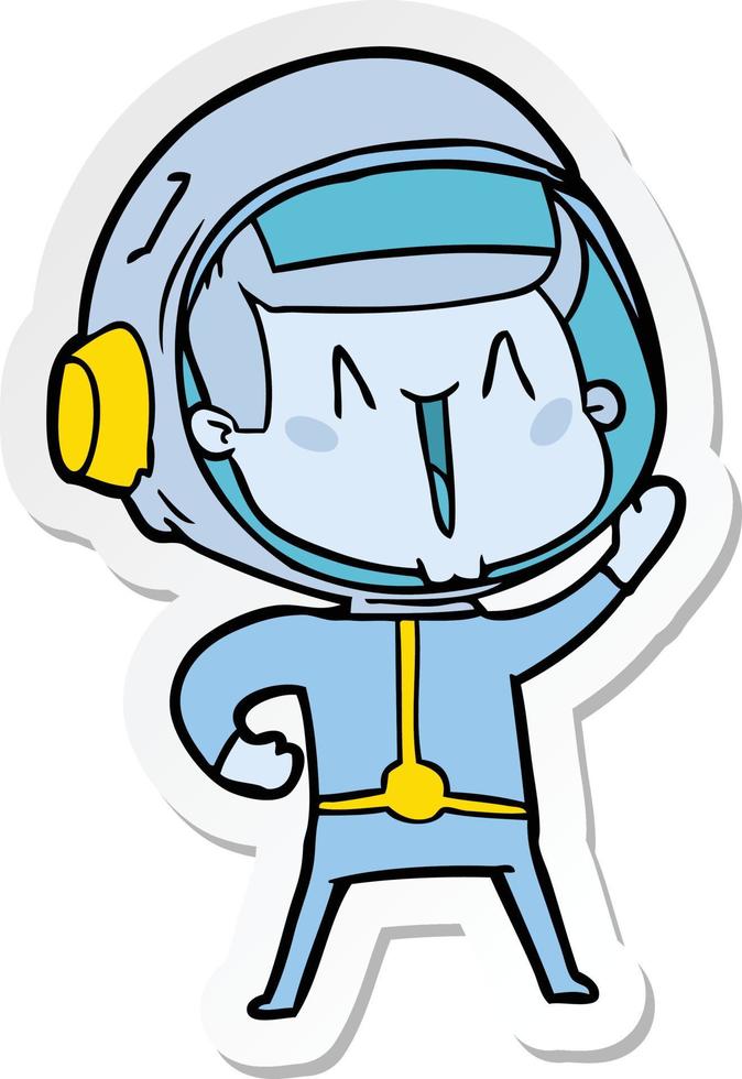 pegatina de un astronauta de dibujos animados feliz vector