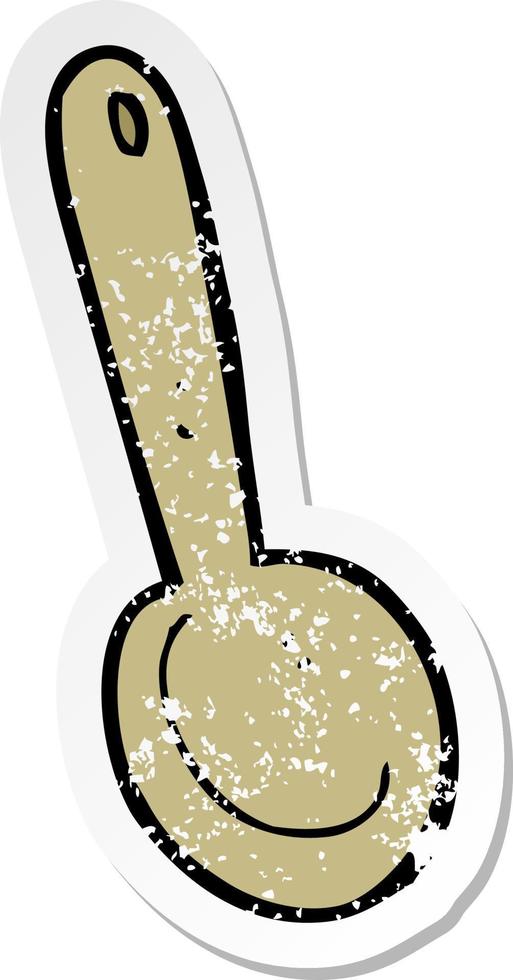 retro distressed sticker of a cartoon spoon vector