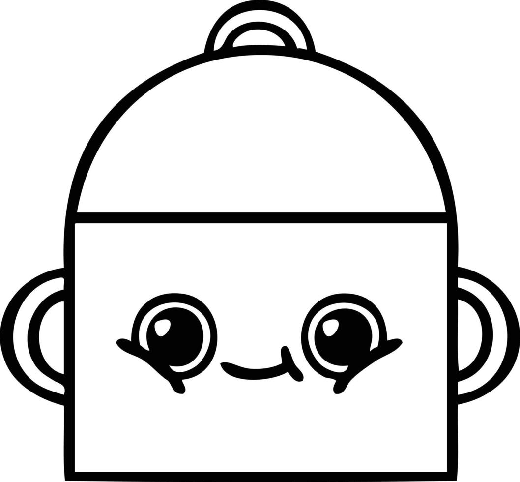 line drawing cartoon cooking pot vector