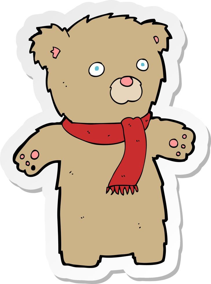 sticker of a cartoon teddy bear vector