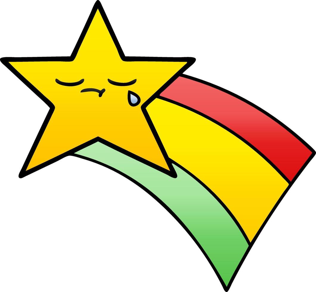 estrella del arco iris fugaz de dibujos animados sombreado degradado vector