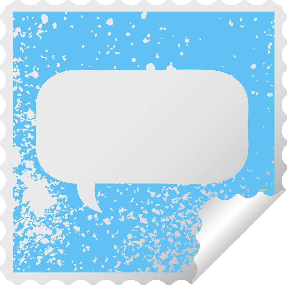 distressed square peeling sticker symbol speech bubble vector