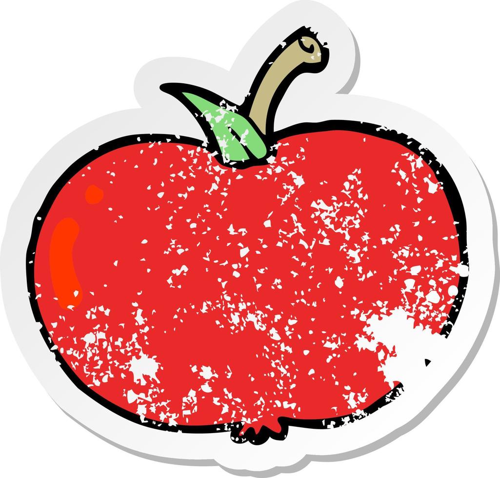 distressed sticker of a cartoon apple vector