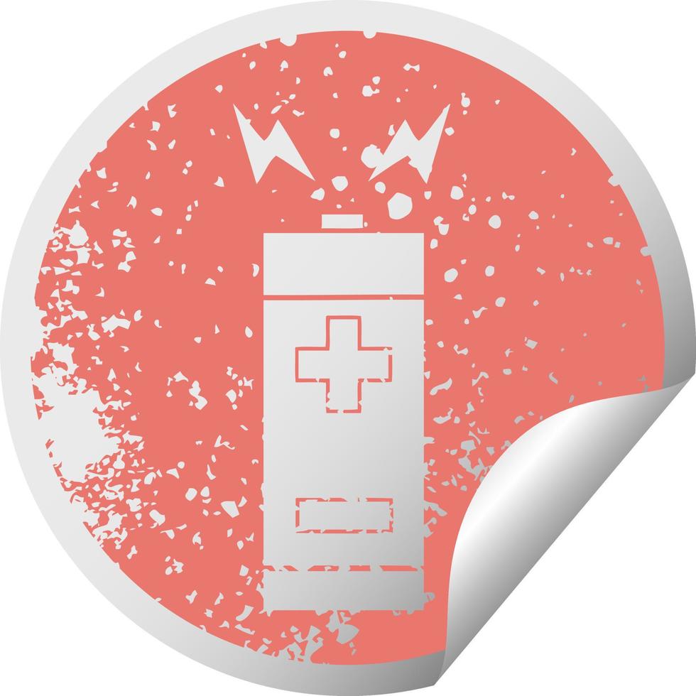 distressed circular peeling sticker symbol battery vector