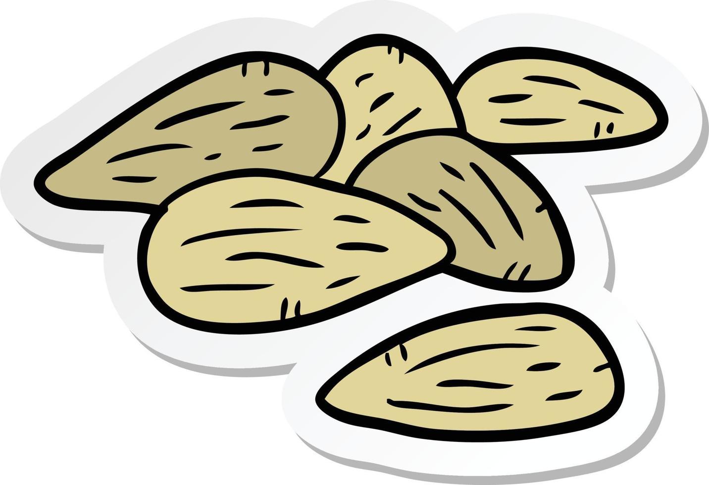 sticker of a cartoon almonds vector