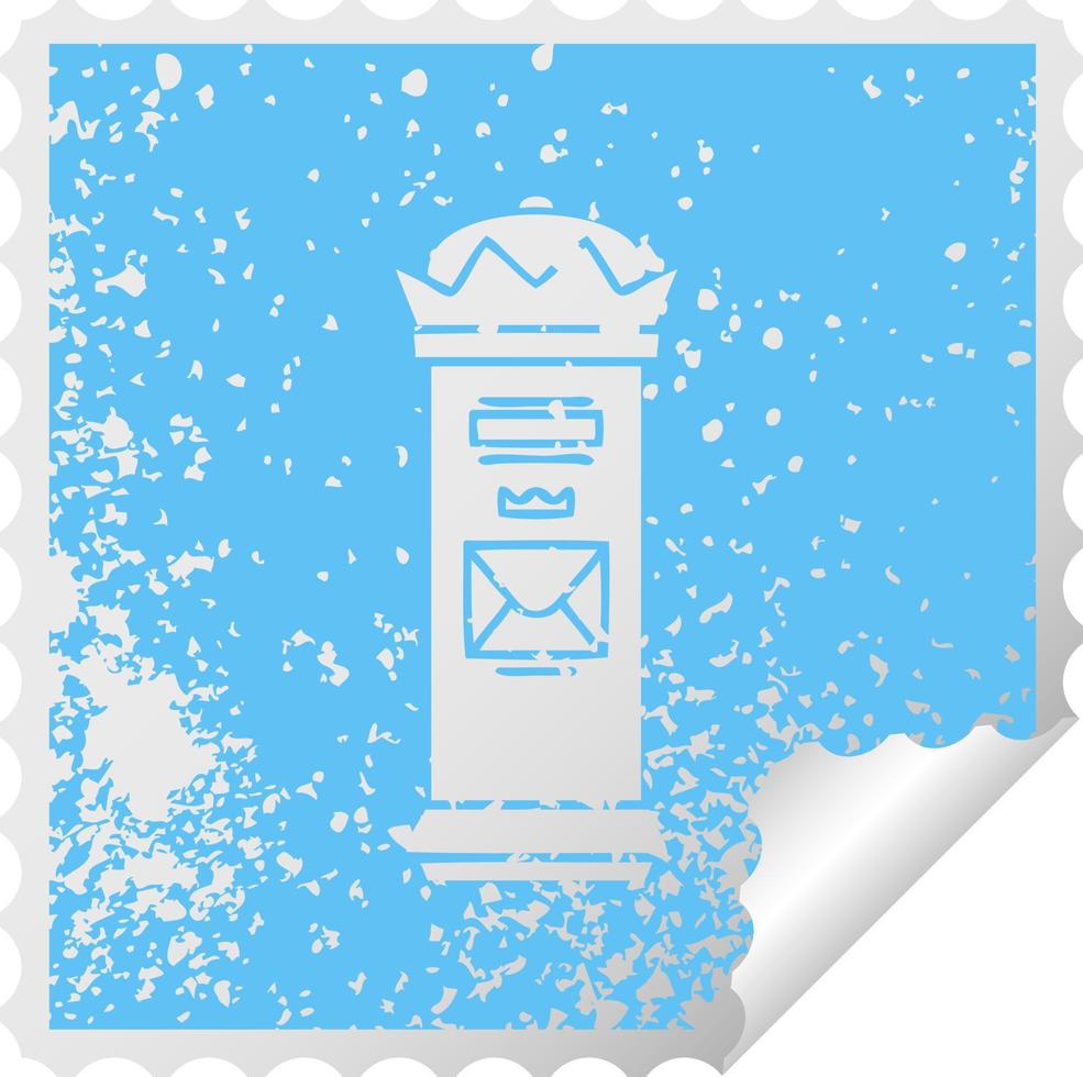 distressed square peeling sticker symbol british post box vector