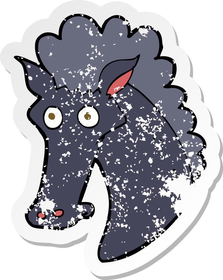 retro distressed sticker of a cartoon horse head vector