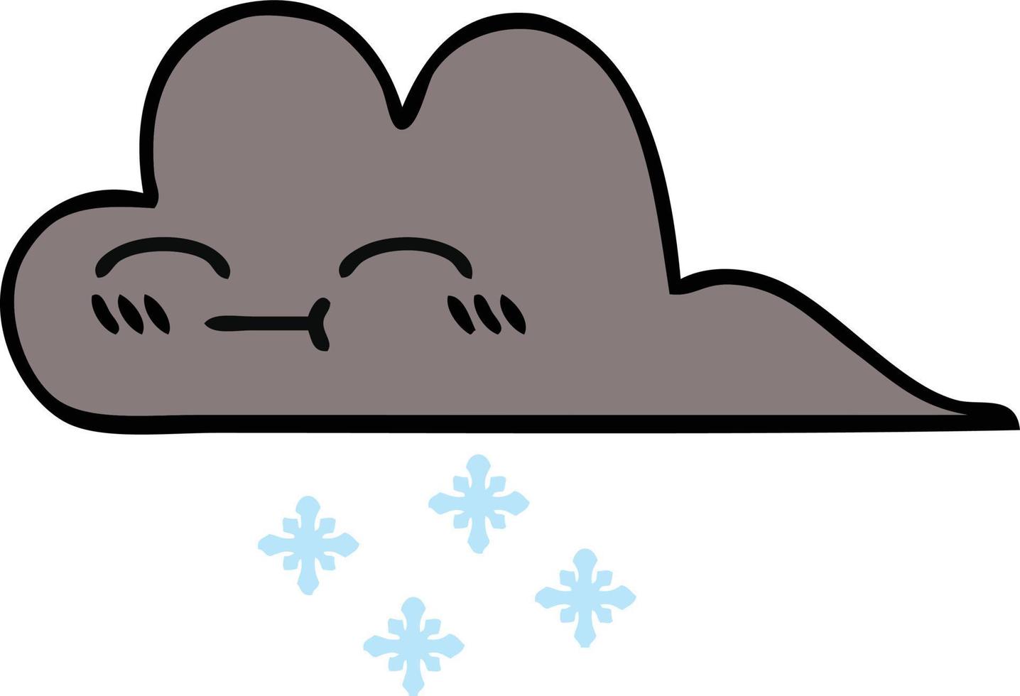cute cartoon storm snow cloud vector