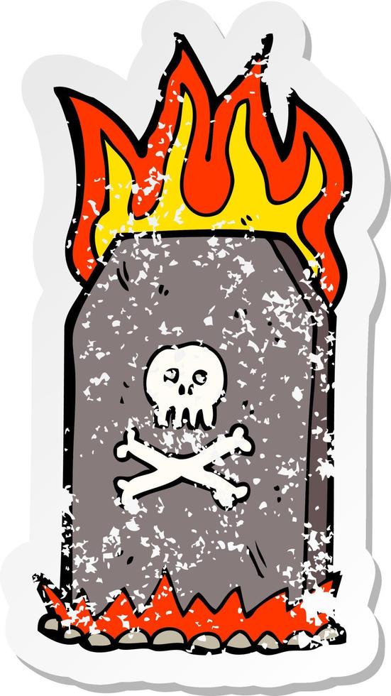 retro distressed sticker of a cartoon spooky grave vector