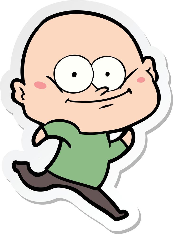 sticker of a cartoon bald man staring vector