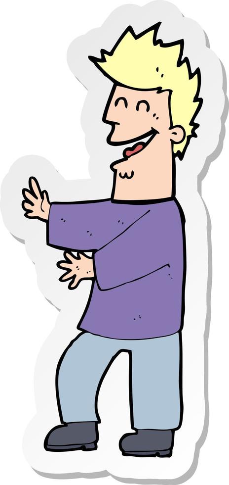 sticker of a cartoon laughing man vector