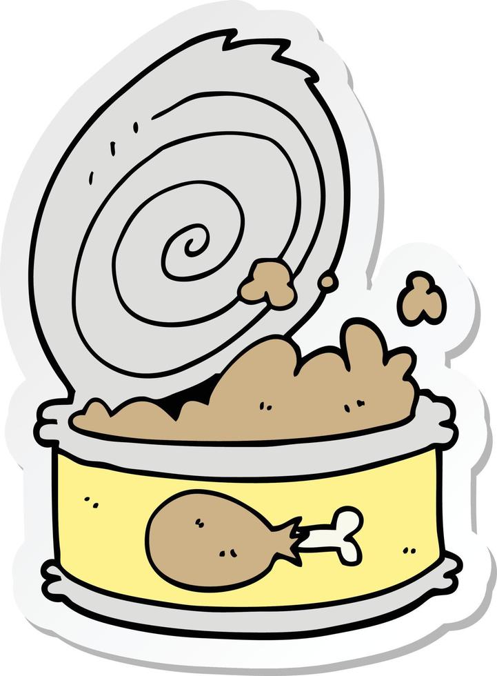 sticker of a cartoon canned food vector