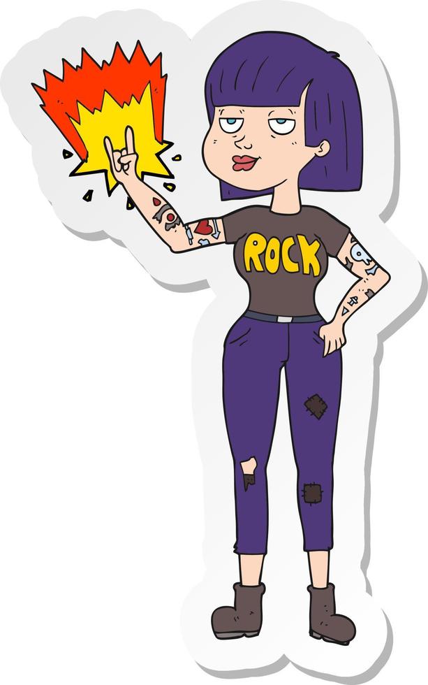 sticker of a cartoon rock girl vector