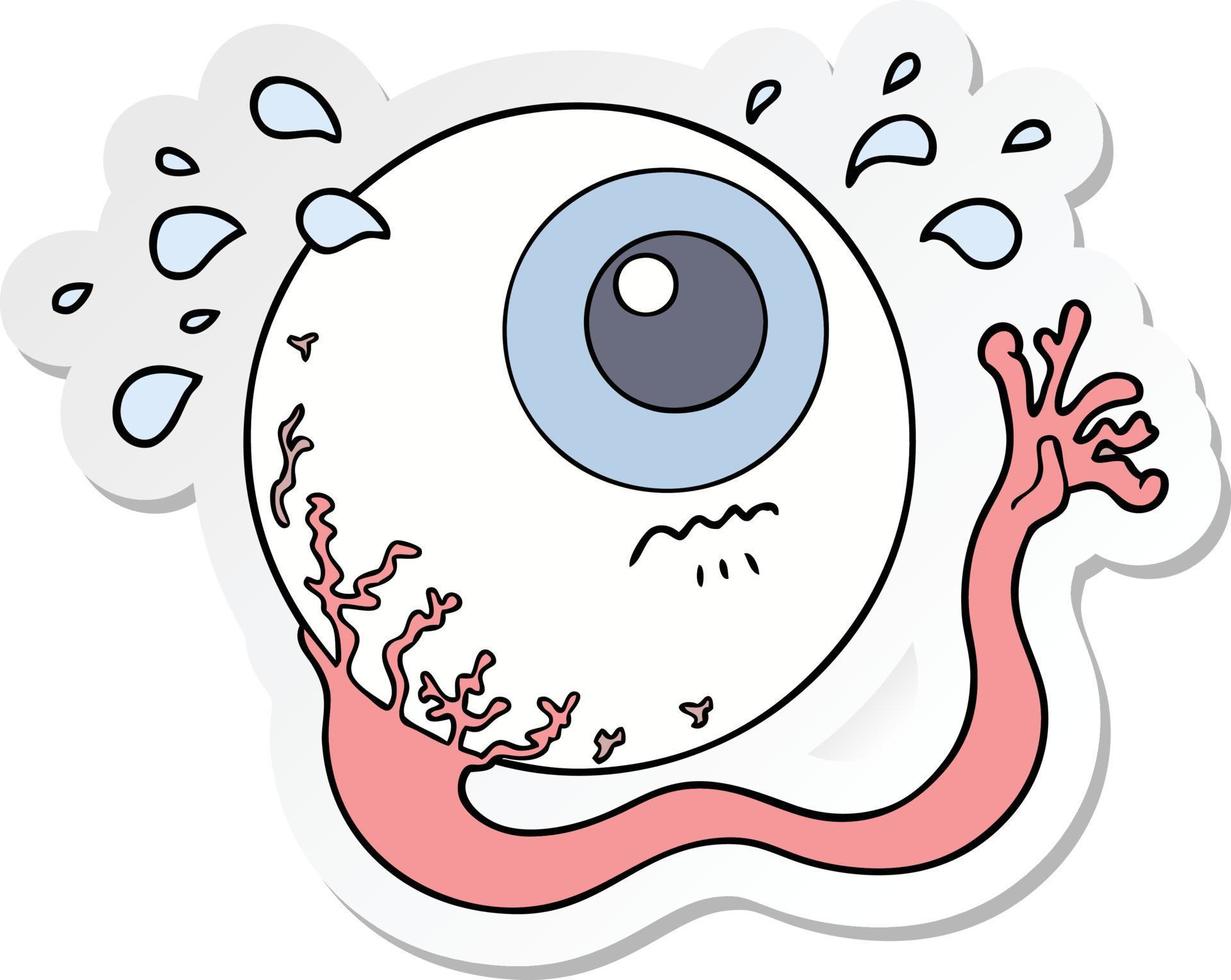 sticker of a cartoon eyeball crying vector