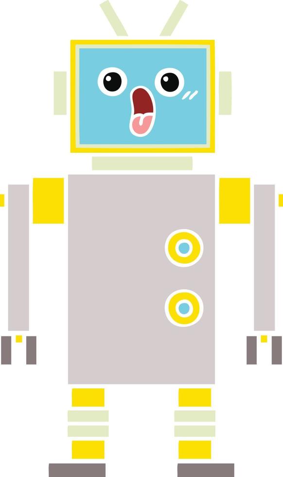 flat color retro cartoon robot vector