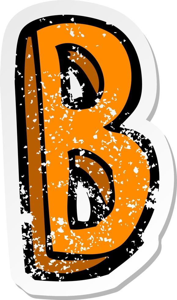 retro distressed sticker of a cartoon letter vector