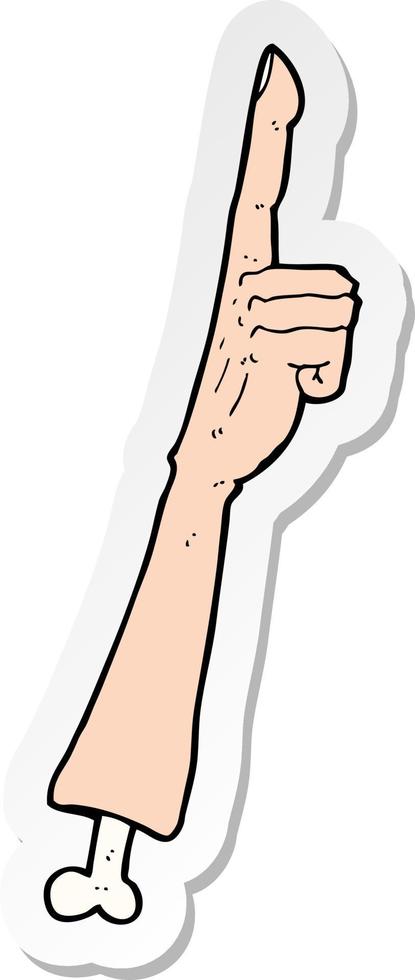 sticker of a cartoon pointing arm vector