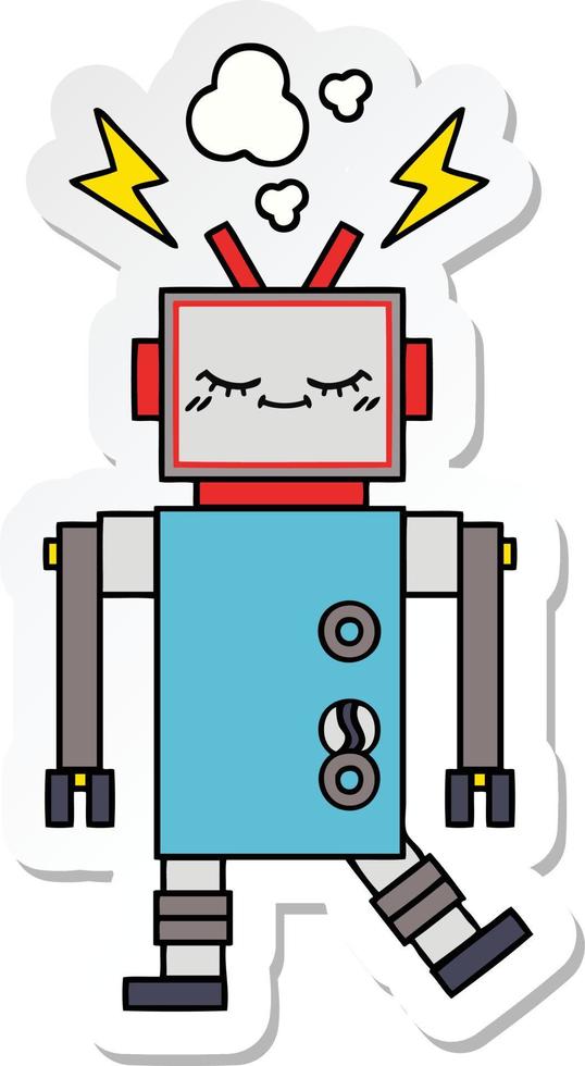 sticker of a cute cartoon dancing robot vector