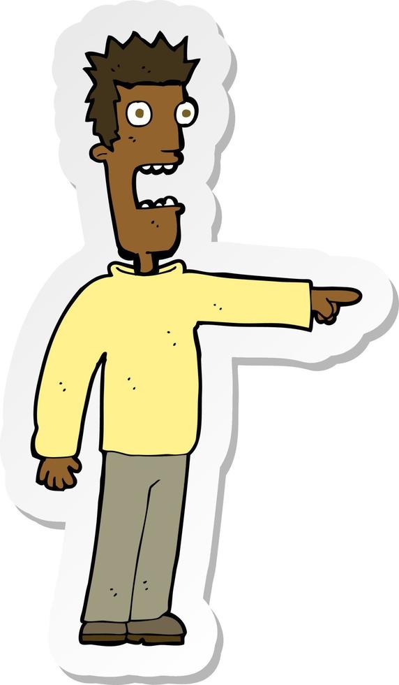 sticker of a cartoon terrified man vector