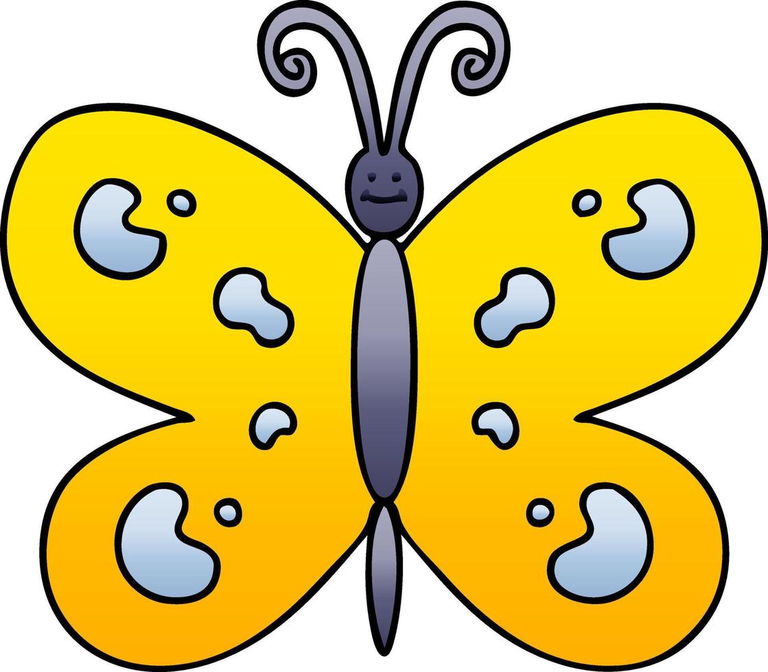 quirky gradient shaded cartoon butterfly vector