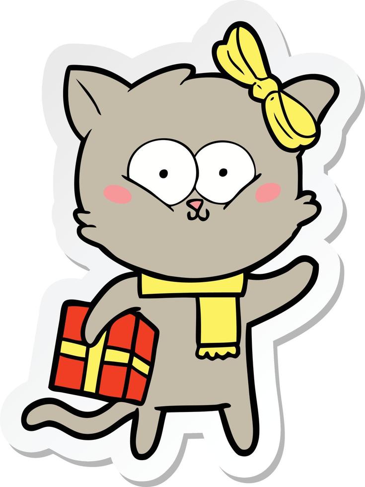 sticker of a cartoon cat vector