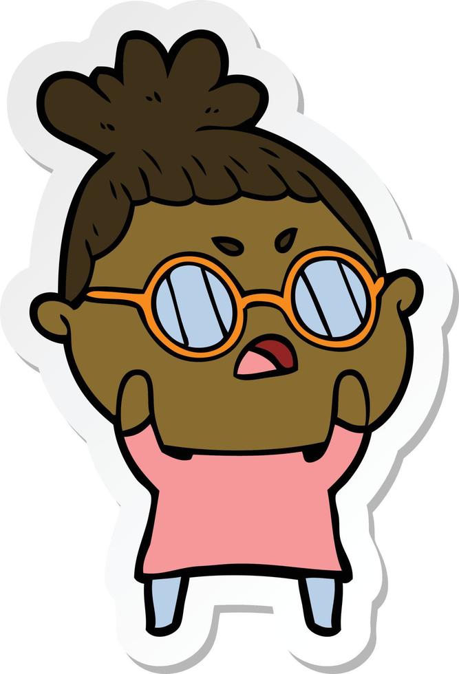 sticker of a cartoon annoyed woman vector