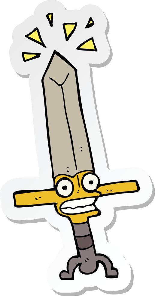sticker of a cartoon magic sword vector