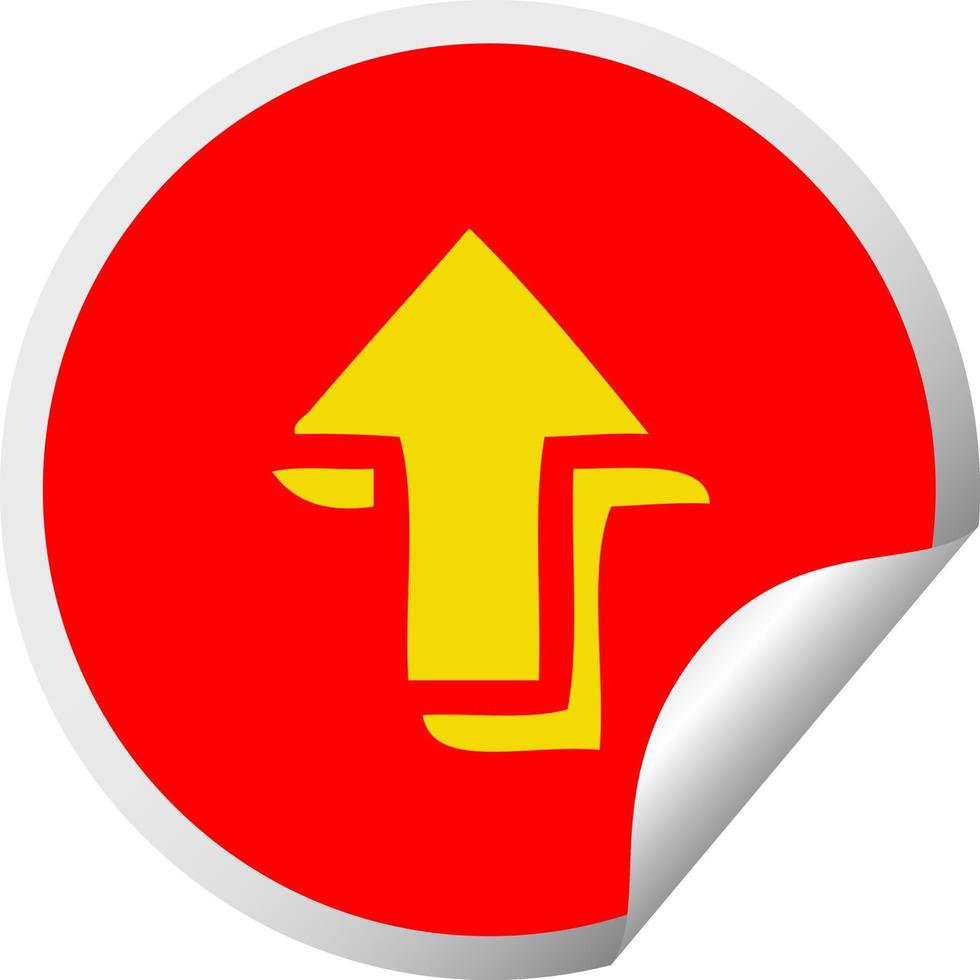 circular peeling sticker cartoon pointing arrow vector