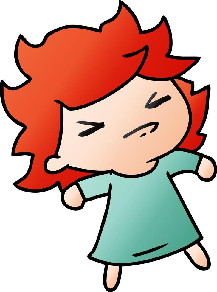 gradient cartoon of a cute kawaii girl vector